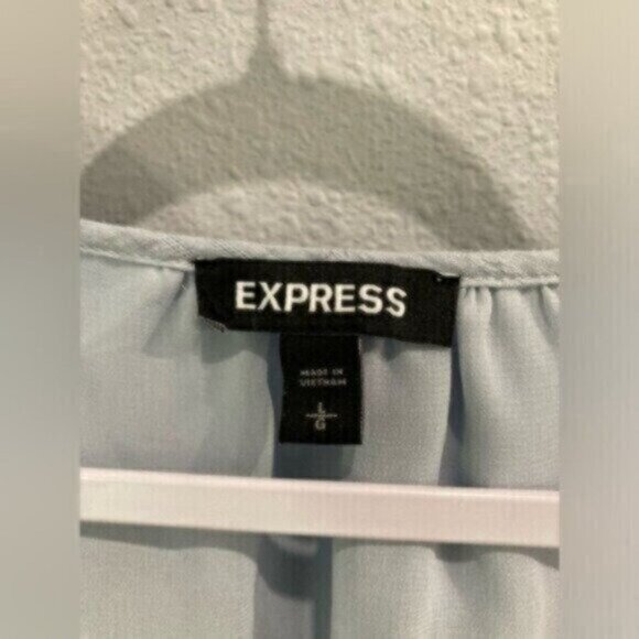 Express Puff Sleeve Feminine Top Blue Casual Boho Preppy Dainty Short Sleeve - Picture 3 of 6